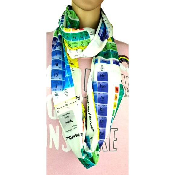 Periodic Table Scarf Elements Lab Teacher Science Student Gift Infinity White - Picture 5 of 8